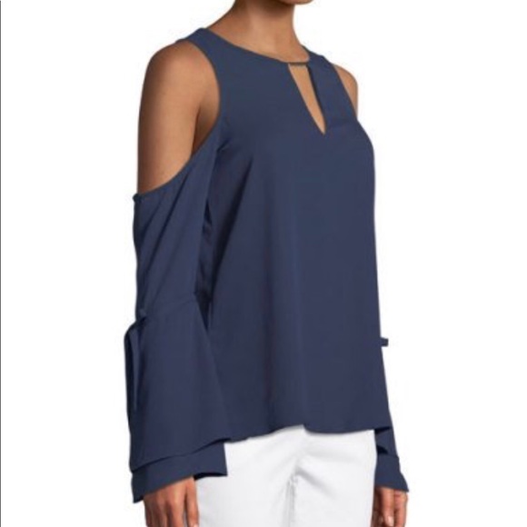 Michael Kors cold shoulder long sleeve LIGHT BLUE - Picture 4 of 6